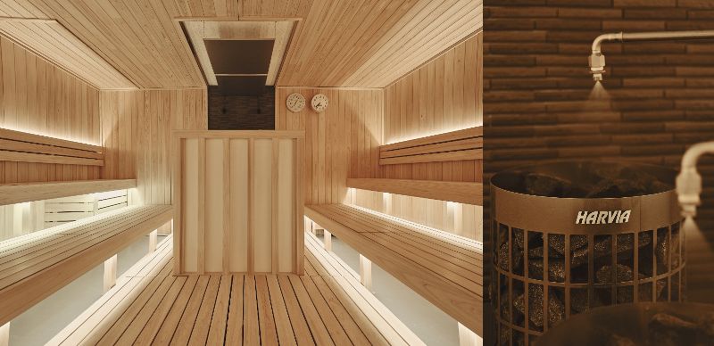 サウナ「火坐」屋外　サウナ「森蒸」屋内